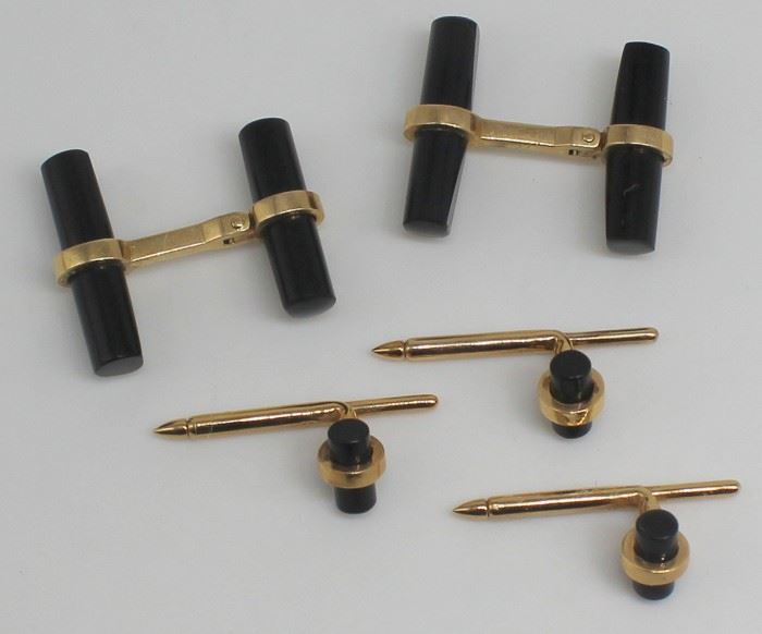 JEWELRY Pair of Tiffany Co kt Gold and Onyx