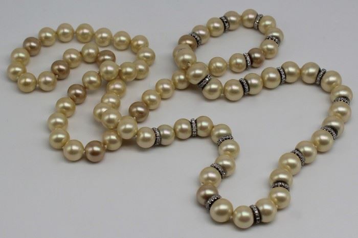 JEWELRY Pearl and Diamond Rondelle Necklace