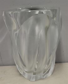 LALIQUE France Signed Glass Vase