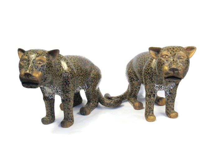 Pair of Chinese Cloisonne Leopards
