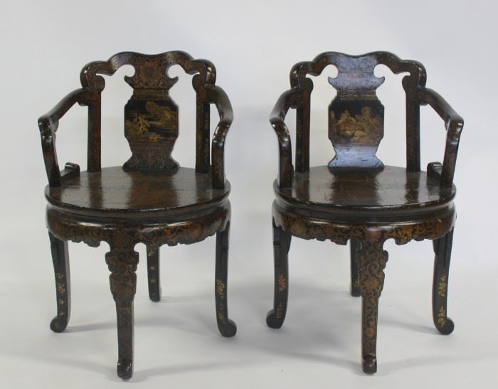 Pair of Japanned Lacquer Chairs