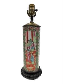 Rose Medallion Vase Mounted as a Lamp