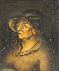 SLOAN John attr Oil on Canvas An Old Woman