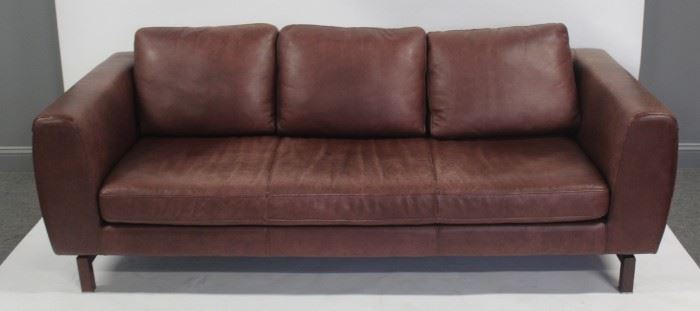 Vintage Leather Upholstered Italian Sofa