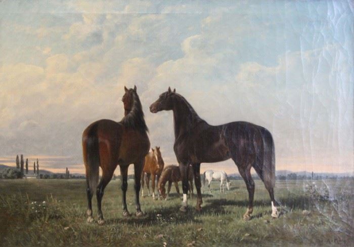 VON MALY August Oil on Canvas Horses