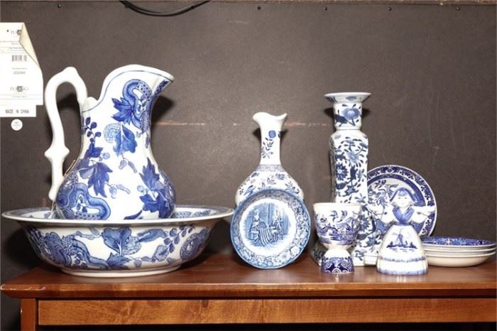 2. Lot of Assorted Blue White China