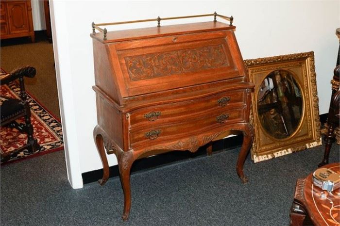 47. American Victorian Oak Slant Front Desk