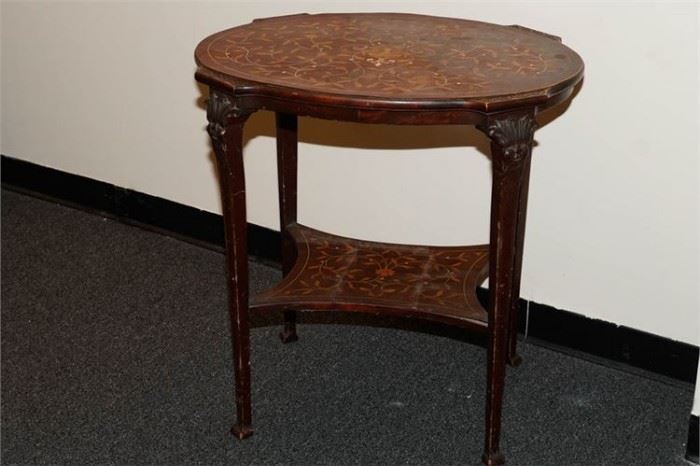 50. Vintage Continental Marquetry Side Table