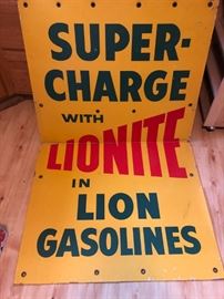 original cardboard lionite gas station sign 