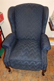 BLUE WING BACK RECLINING CHAIR