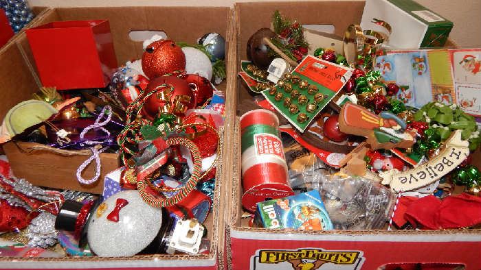 BOXES OF  CHRISTMAS HOLIDAY DECOR