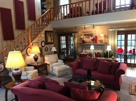 Overview of living room showing the lovely furniture and accessories being offered in this sale