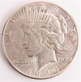 Lot 227 - Coin 1934-S Peace Silver Dollar Choice EF