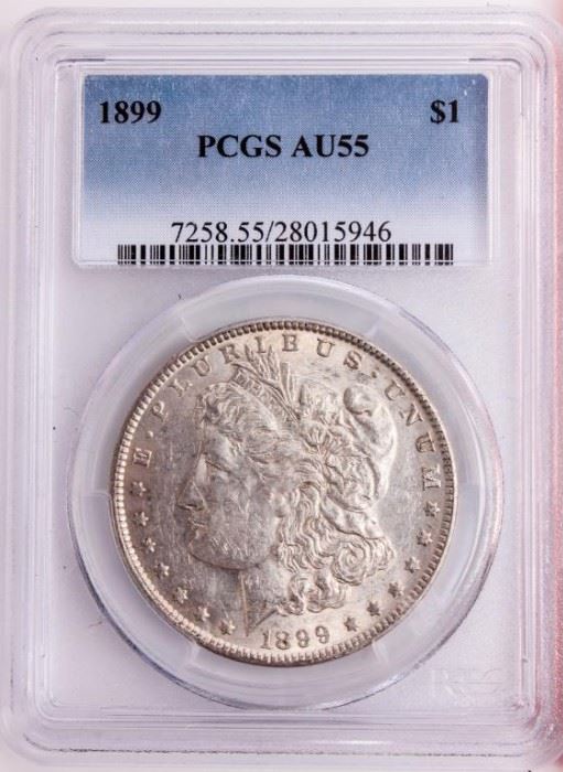 Lot 219 - Coin 1899 Morgan Silver Dollar PCGS AU55