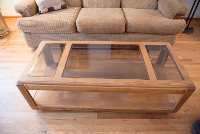 Oak and Glass Coffee Table 