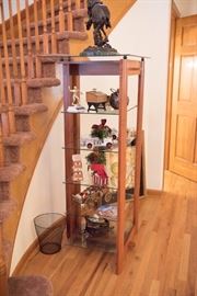 Oak Display With Glass Shelves