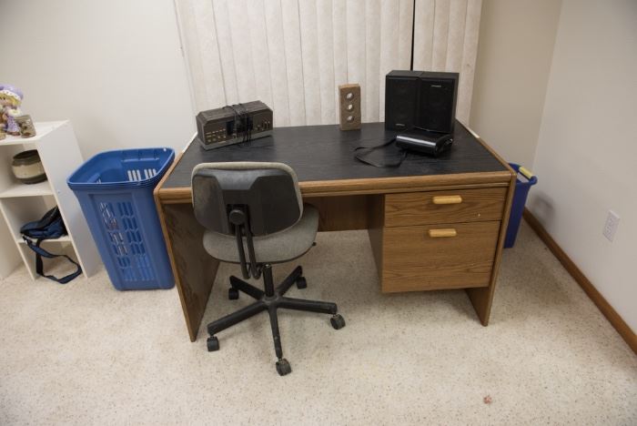 Small Office Desk and Rolling Chair