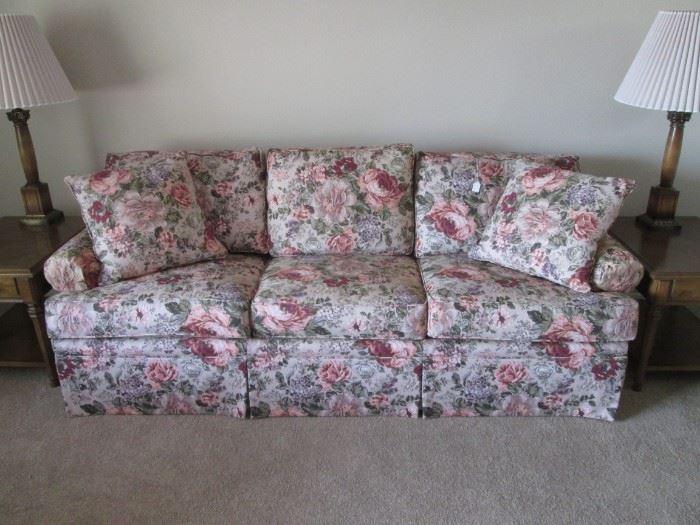 Floral Sofa, Rose/Green Colors