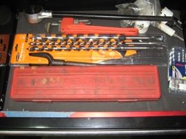 14" Pipe Wrench / 18" Ship Auger Bit Set / Busch - Drill Bits /  Teckton - Deep Impact Socket Kit