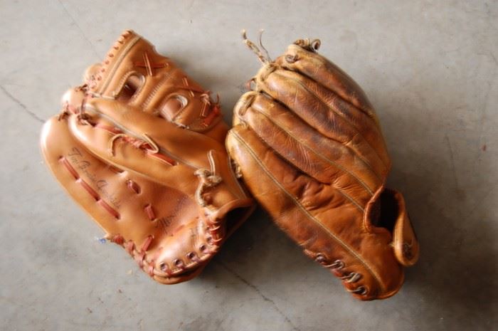 Vintage leather baseball gloves