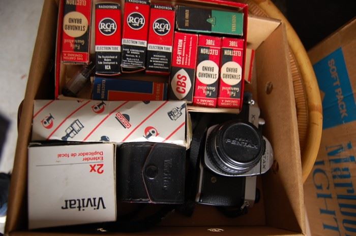 Vintage Pentax camera, 35MM, old radio tubes