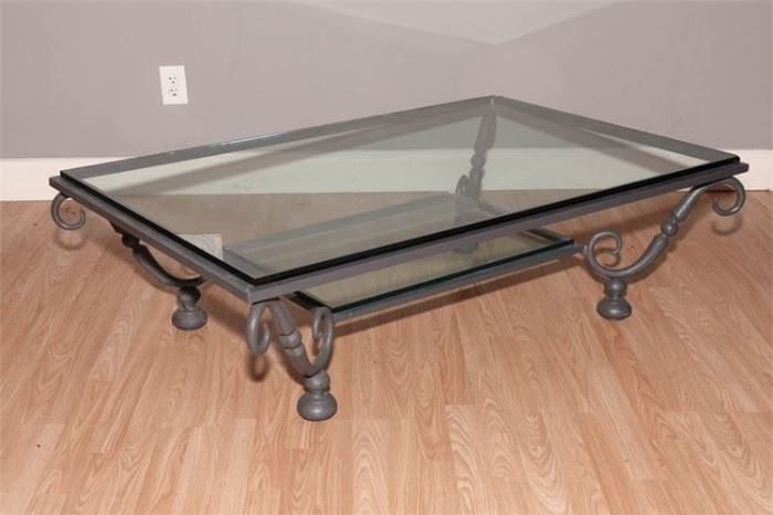 68. Contemporary Glass Top Metal Coffee Table