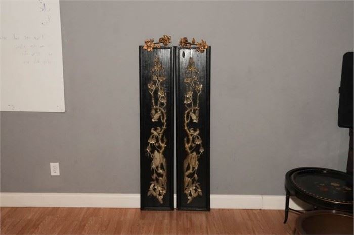 107. Pair Carved Asian Pannels