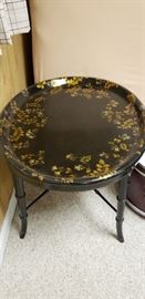 Vintage Black and Gold Tray Table