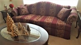 Sofa , glass top oval coffee table