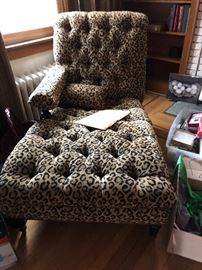 Chaise w/ Leopard Print Fabric