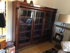 Victorian Triple Bookcase w/ Glass Doors & Clawfeet