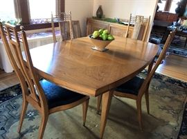 Mid Century Modern Metz Dining Room Table w/ 2 Leaves & 6 Chairs