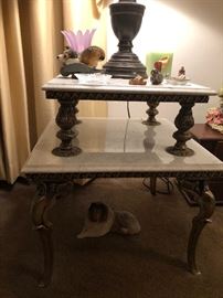 Tier marble top end table