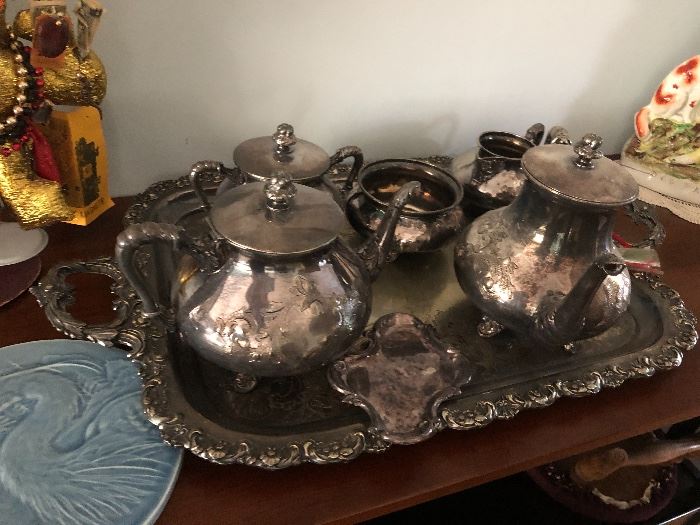 Silver-plate tea set 