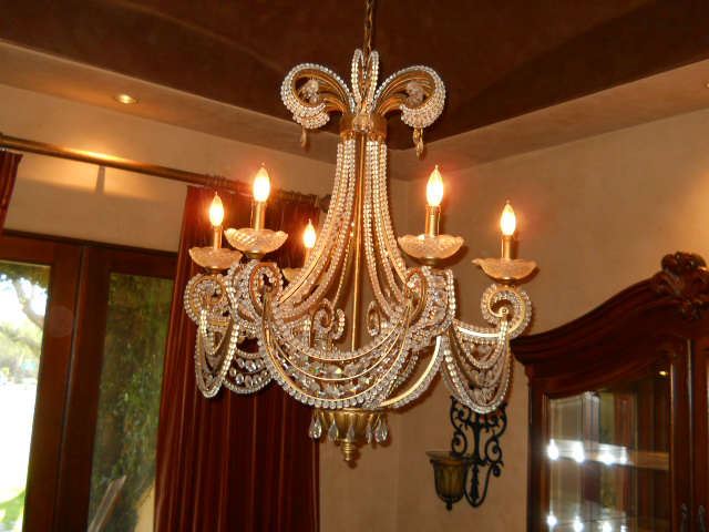 Beaded swag sold cut crystal chandelier 4ft