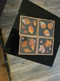 etched leaf coaster set