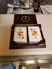 playing cards and wooden case