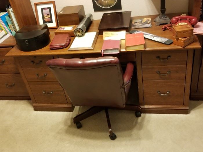office desk and leather chair