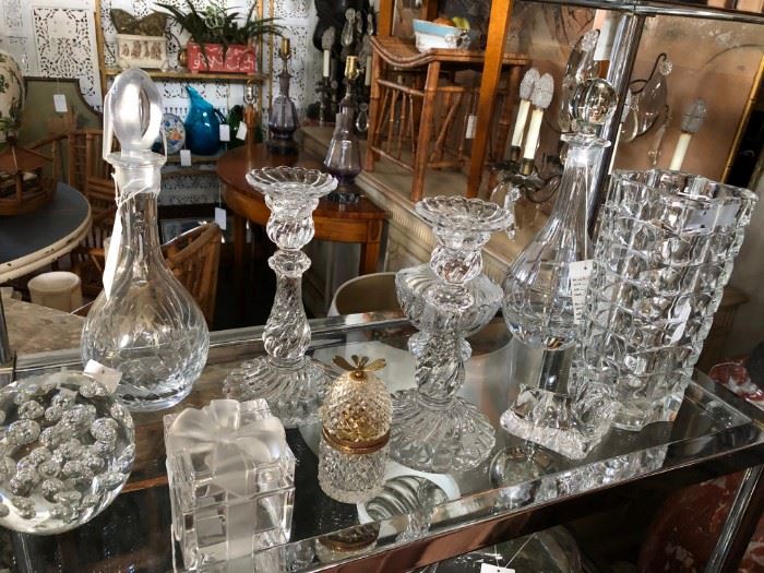 Collection of signed crystal, including Tiffany & Baccarat.