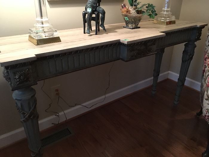 Faux Marble Top Console 