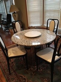 Modern Chrome Base Marble Top Table and Thonet Bentwood Chairs