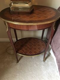 French Marquetry End Table 
