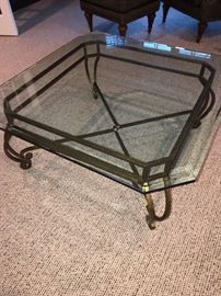 METAL AND GLASS SQUARE COFFEE TABLE-42"L x 42"W x 18"H