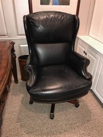 BLACK LEATHER STUDDED OFFICE CHAIR