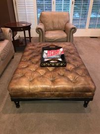 VANGUARD FURNITURE TUFTED LEATHER OTTOMAN-58"L x 41"W x 16"H