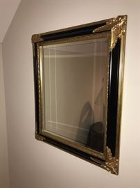 ORNATE BLACK AND GOLD MIRROR-30”L x 25”W 