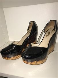 YSL-YVES SAINT LAURENT BLACK LACQUER SHOES-SIZE 36