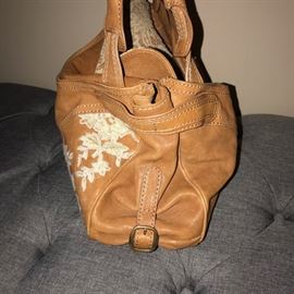 VALENTINO TAN LEATHER WITH LACE HANDBAG