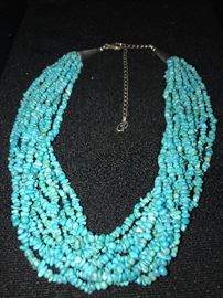 CAROLYN POLLACK 10 STRAND TURQUOISE NECKLACE