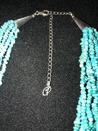 CAROLYN POLLACK 10 STRAND TURQUOISE NECKLACE